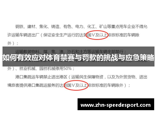 如何有效应对体育禁赛与罚款的挑战与应急策略